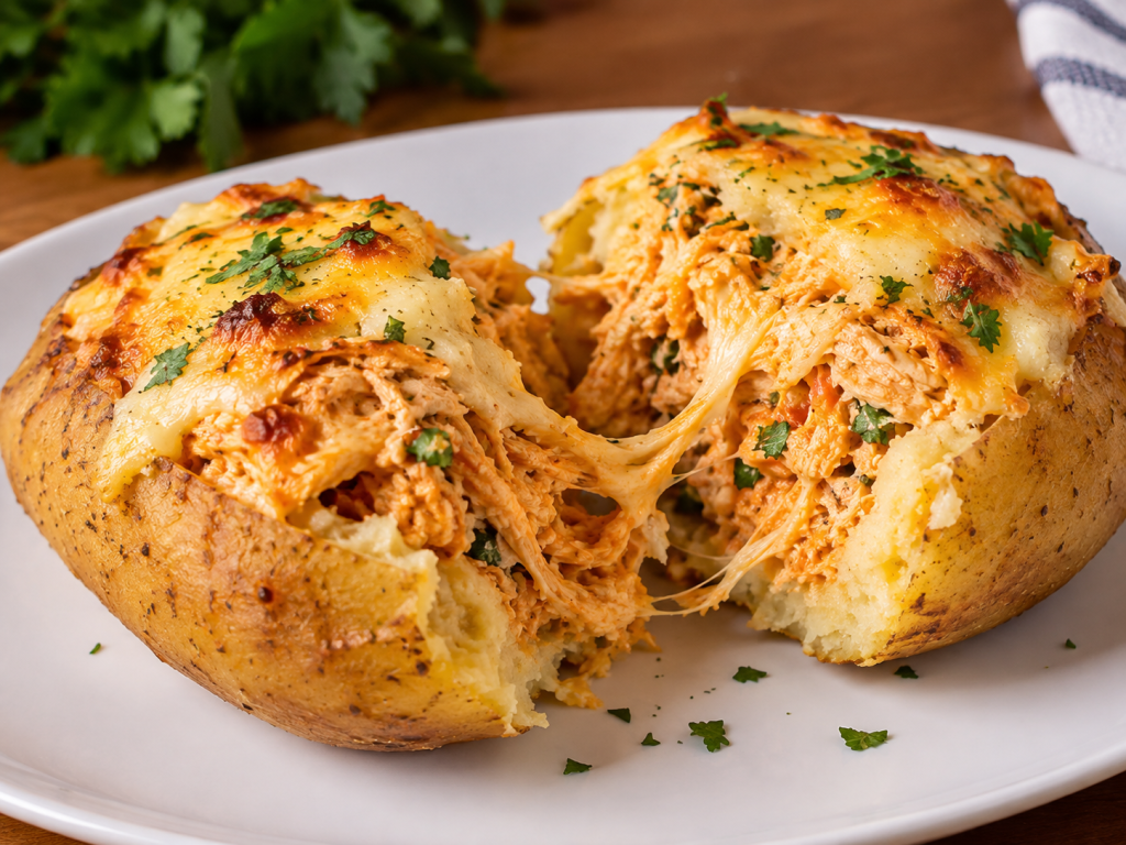 Aprenda a fazer batata recheada com frango e queijo