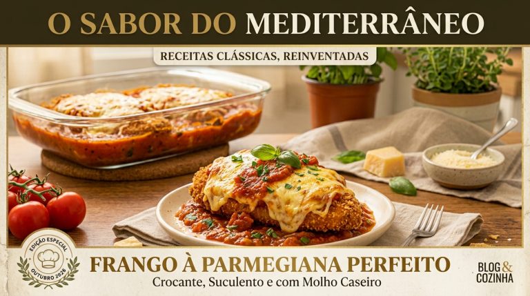 Aprenda a fazer frango à parmegiana crocante, com molho de tomate caseiro e queijo derretido. Receita fácil, ingredientes simples e passo a passo completo.